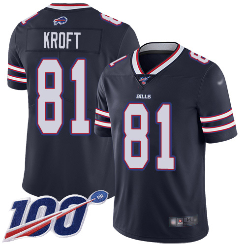 Men Buffalo Bills #81 Tyler Kroft Limited Navy Blue Inverted Legend 100th Season NFL Jersey